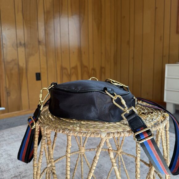 Puma X Balmain Leather Satin Round Backpack Black Gold Streetwear RARE find! - Picture 9 of 15